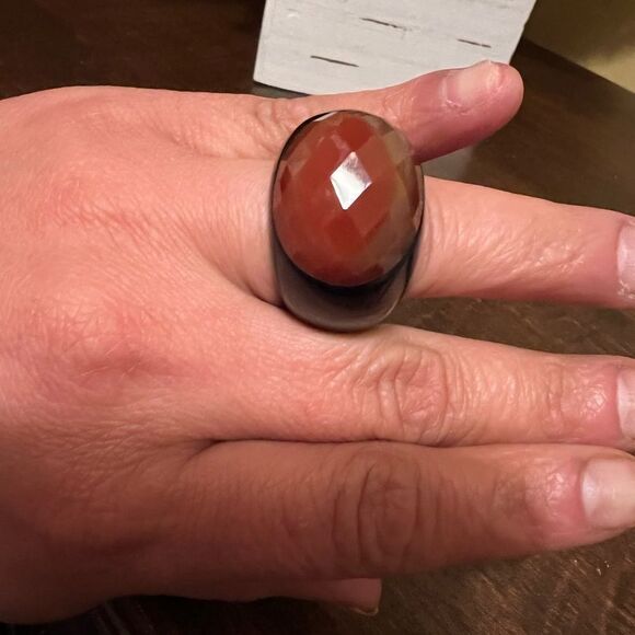 NEW GENUINE RED AVENTURINE RING SIZE 8 - Picture 1 of 6